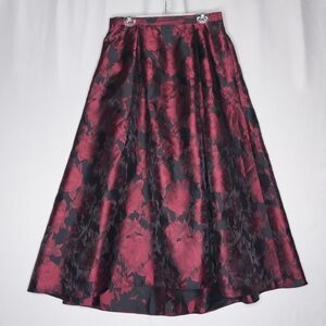 Alex Evenings Maxi Skirt Womens XL Romantic Rose Dark Floral Shiny Witchy Fairy